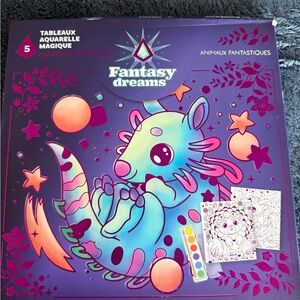 Four watercolor pages of fantasy dragons